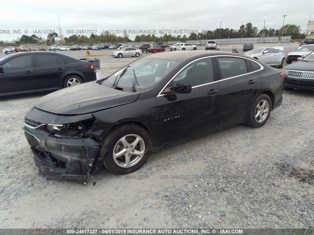 1G1ZC5ST6HF219646 - 2017 CHEVROLET MALIBU LS BLACK photo 2