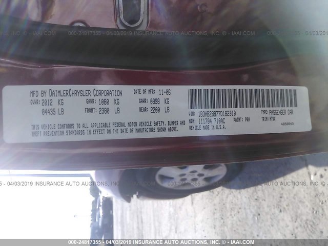 1B3HB28B77D182010 - 2007 DODGE CALIBER RED photo 9