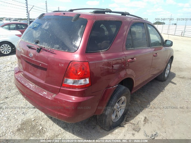 KNDJD733535074707 - 2003 KIA SORENTO EX/LX BURGUNDY photo 4