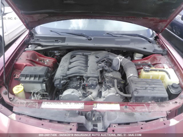 2B3KA43G87H680209 - 2007 DODGE CHARGER SE/SXT BURGUNDY photo 10