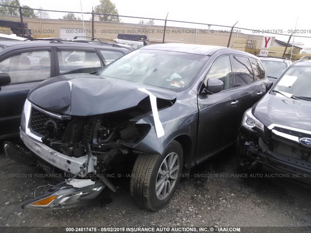 5N1AR2MM4EC691473 - 2014 NISSAN PATHFINDER S/SV/SL/PLATINUM GRAY photo 2