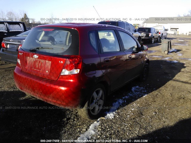 KL1TD66638B149252 - 2008 CHEVROLET AVEO LS RED photo 4