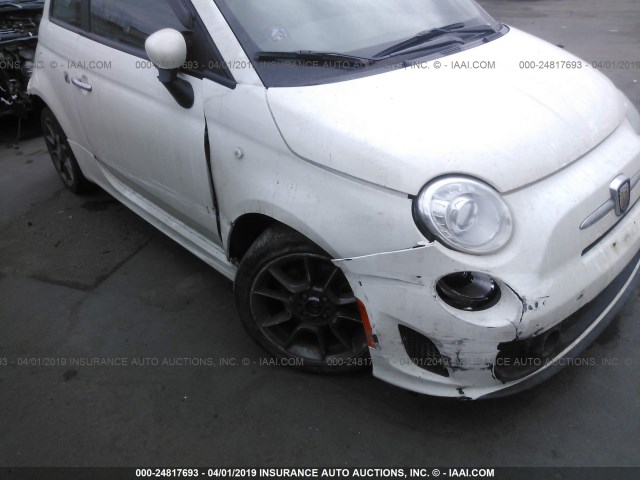 3C3CFFFH9CT359693 - 2012 FIAT 500 ABARTH WHITE photo 6