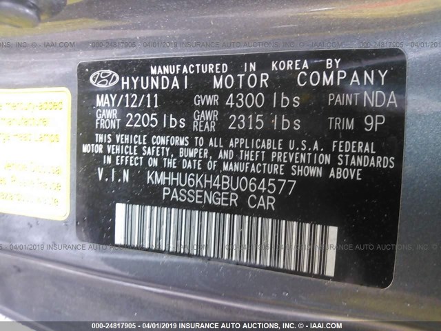 KMHHU6KH4BU064577 - 2011 HYUNDAI GENESIS COUPE 3.8L SILVER photo 9