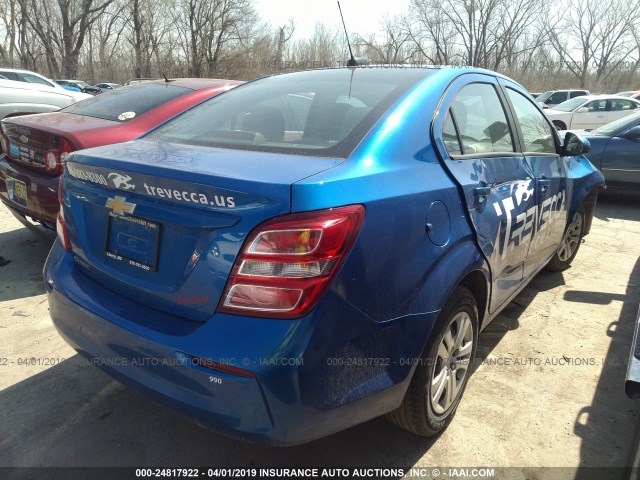 1G1JB5SH2H4134990 - 2017 CHEVROLET SONIC LS 蓝色 照片 4