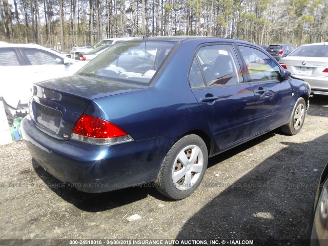 JA3AJ36E94U041259 - 2004 MITSUBISHI LANCER LS BLUE photo 4