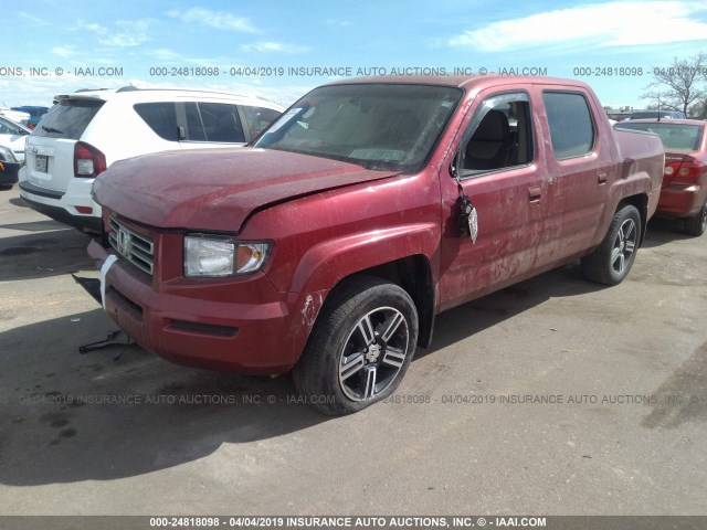 2HJYK16576H513946 - 2006 HONDA RIDGELINE RTL RED photo 2
