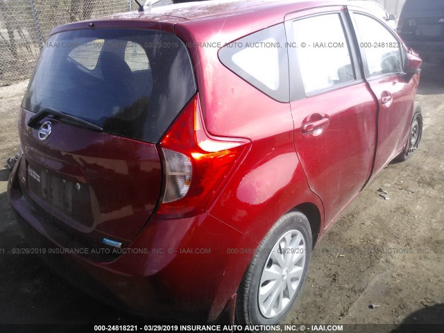 3N1CE2CP4FL368361 - 2015 NISSAN VERSA NOTE S/S PLUS/SV/SL/SR RED photo 4