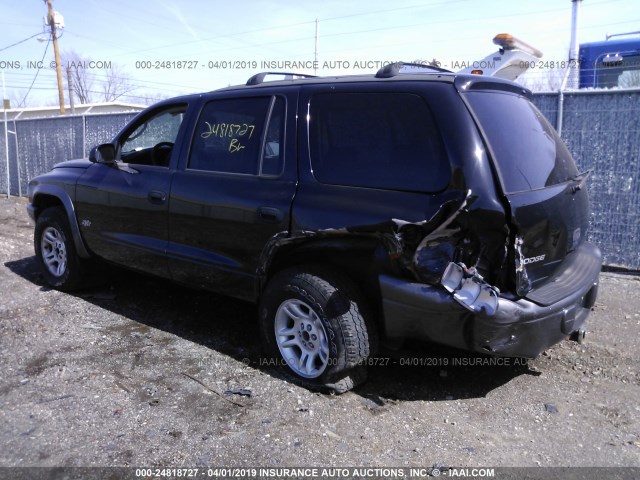 1B4HS38N62F177910 - 2002 DODGE DURANGO SPORT/SXT BLACK photo 3