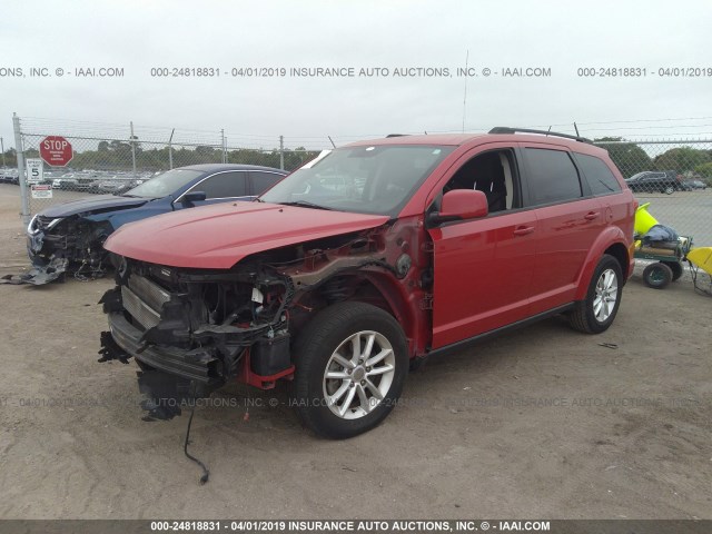 3C4PDCBG0FT610474 - 2015 DODGE JOURNEY SXT RED photo 2