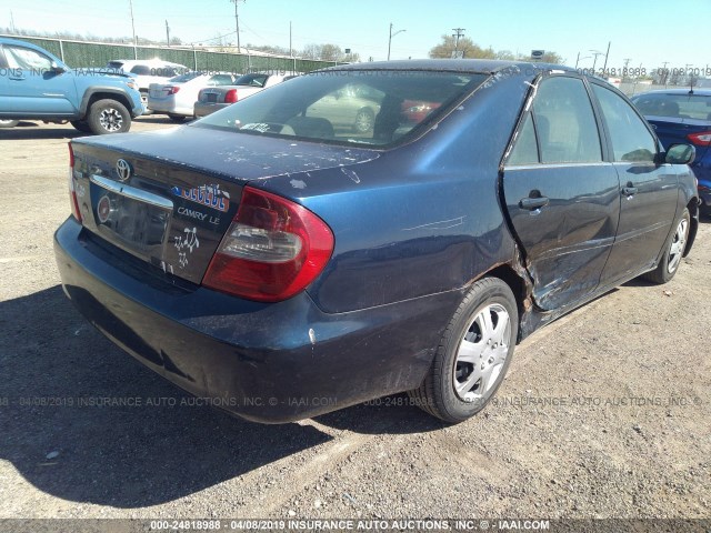 4T1BE32K72U574287 - 2002 TOYOTA CAMRY LE/XLE/SE BLUE photo 4