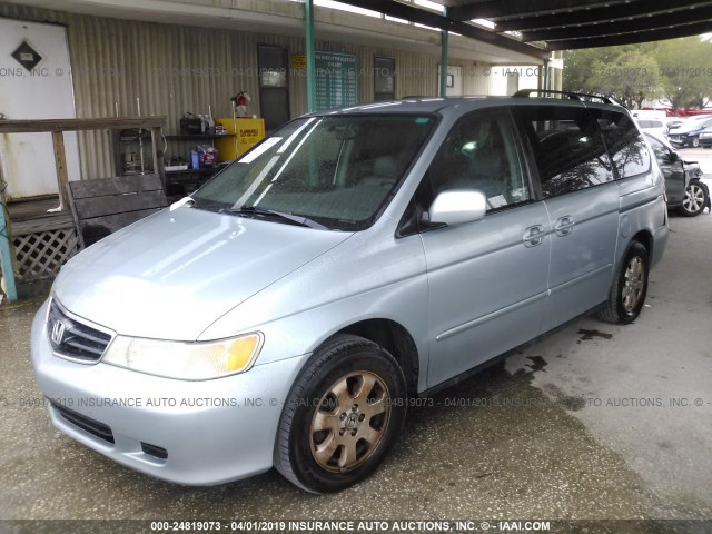 5FNRL18014B077556 - 2004 HONDA ODYSSEY EXL Light Blue photo 2