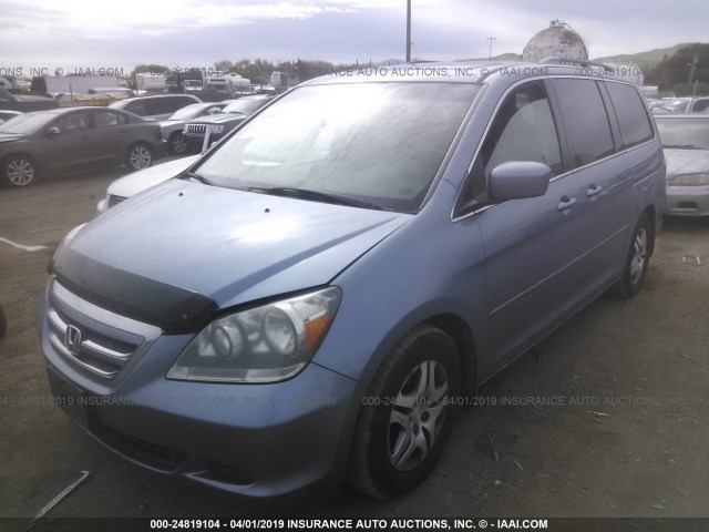 5FNRL38757B102858 - 2007 HONDA ODYSSEY EXL BLUE photo 2