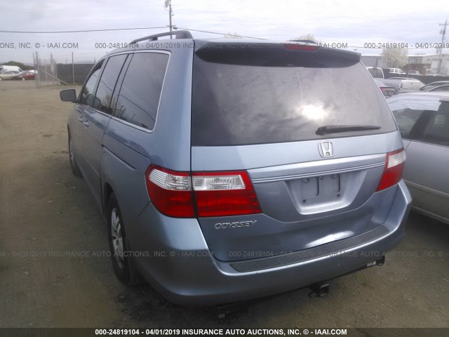 5FNRL38757B102858 - 2007 HONDA ODYSSEY EXL BLUE photo 3