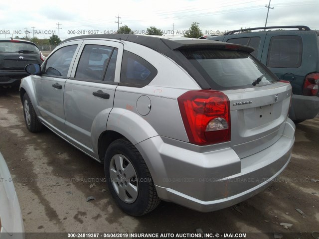 1B3HB28BX7D511282 - 2007 DODGE CALIBER SILVER photo 3