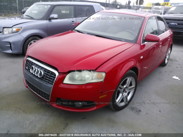 WAUAF78E38A004574 - 2008 AUDI A4 2.0T RED photo 2