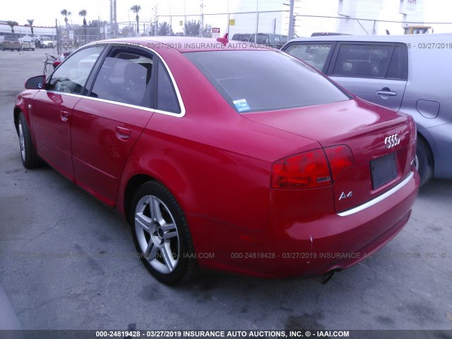 WAUAF78E38A004574 - 2008 AUDI A4 2.0T RED photo 3