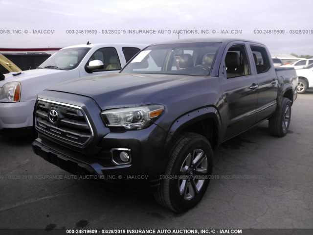 3TMEZ5CN7GM019085 - 2016 TOYOTA TACOMA DOUBLE CAB/LTD GRAY photo 2