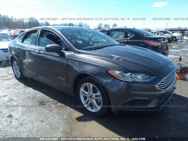 3FA6P0LU1JR132339 - 2018 FORD FUSION SE HYBRID GRAY photo 1