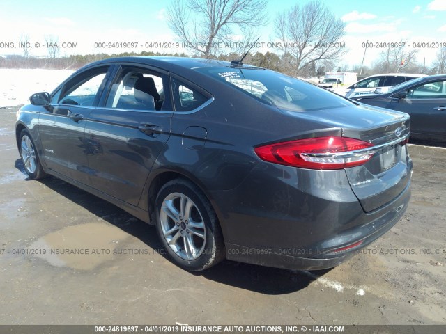 3FA6P0LU1JR132339 - 2018 FORD FUSION SE HYBRID GRAY photo 3