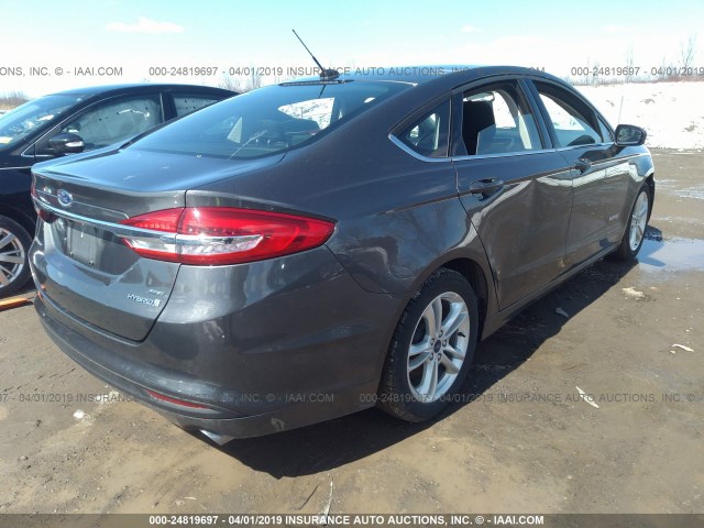 3FA6P0LU1JR132339 - 2018 FORD FUSION SE HYBRID GRAY photo 4