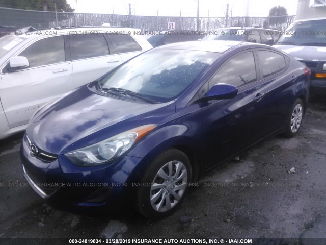 5NPDH4AEXDH200503 - 2013 HYUNDAI ELANTRA GLS/LIMITED BLUE photo 2