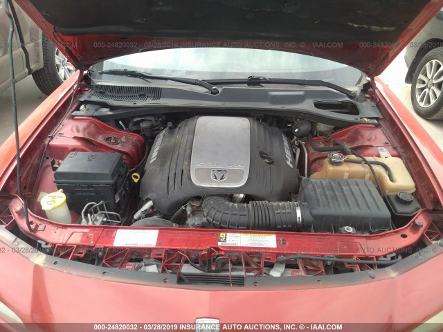 2B3KA53H38H158541 - 2008 DODGE CHARGER R/T RED photo 10