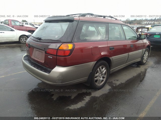 4S3BH675447613192 - 2004 SUBARU LEGACY OUTBACK AWP RED photo 4