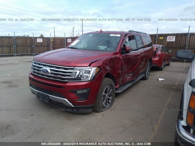 1FMJK1JT1JEA26362 - 2018 FORD EXPEDITION MAX XLT RED photo 2