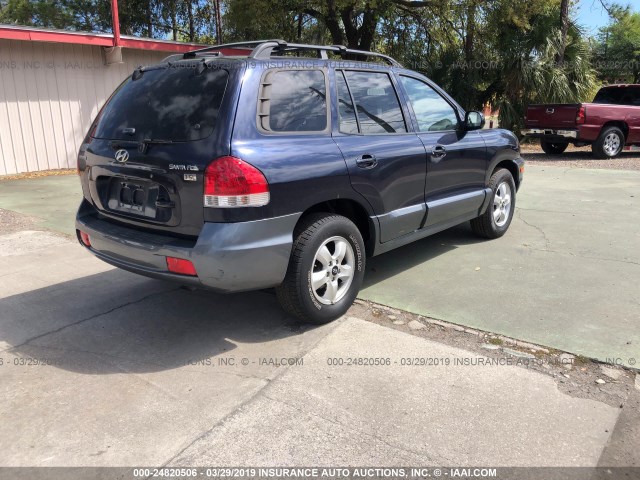 KM8SC13E35U892267 - 2005 HYUNDAI SANTA FE GLS/LX Dark Blue photo 4