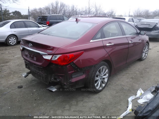 5NPEC4AB1BH215493 - 2011 HYUNDAI SONATA SE/LIMITED RED photo 4