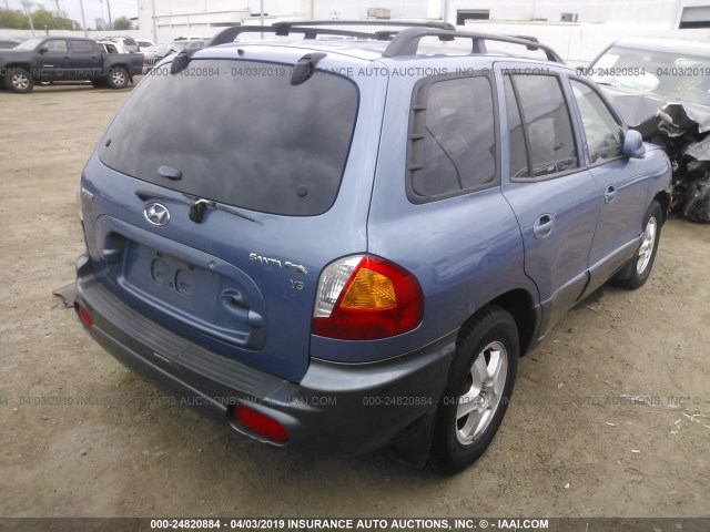 KM8SC13D93U416612 - 2003 HYUNDAI SANTA FE GLS/LX BLUE photo 4