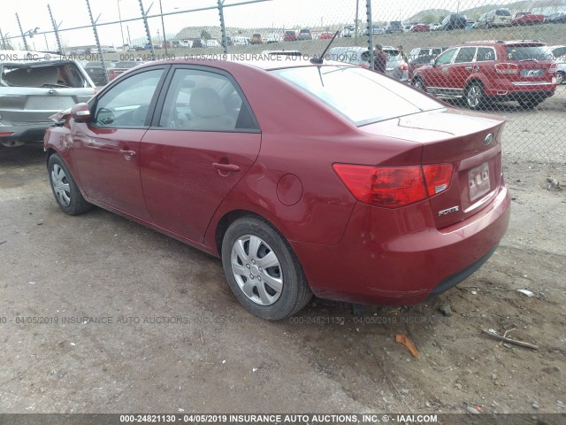 KNAFU4A20A5845115 - 2010 KIA FORTE EX RED photo 3