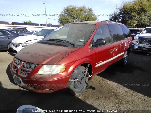 2B4GP44G51R156757 - 2001 DODGE GRAND CARAVAN SPORT RED photo 2