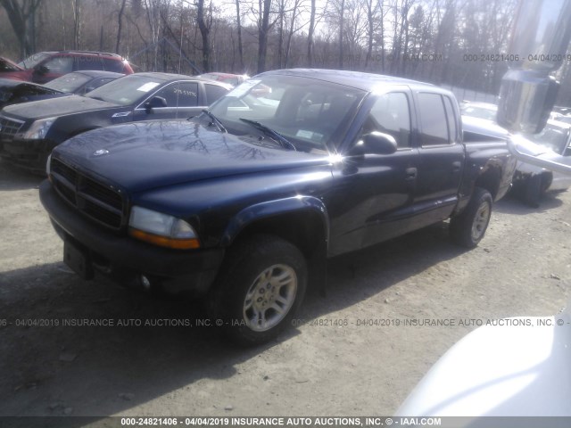 1D7HG38N03S158076 - 2003 DODGE DAKOTA QUAD SPORT Dark Blue photo 2