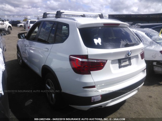 5UXWX5C53BL700394 - 2011 BMW X3 XDRIVE28I WHITE photo 3