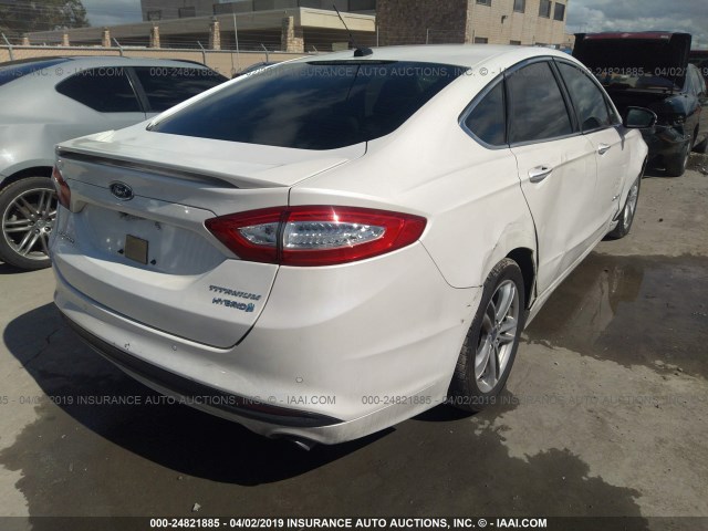 3FA6P0RU0FR199190 - 2015 FORD FUSION TITANIUM HEV WHITE photo 4