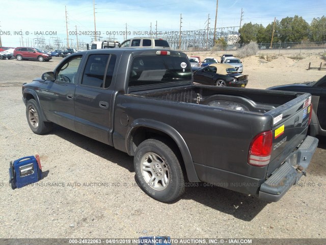 1D7HL38K24S600827 - 2004 DODGE DAKOTA QUAD SPORT GRAY photo 3