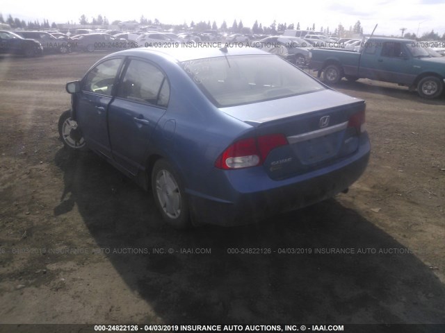 JHMFA3F27AS001099 - 2010 HONDA CIVIC HYBRID BLUE photo 3