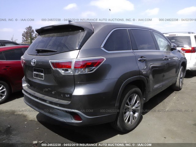 5TDZKRFH1FS061723 - 2015 TOYOTA HIGHLANDER LE/LE PLUS GRAY photo 4