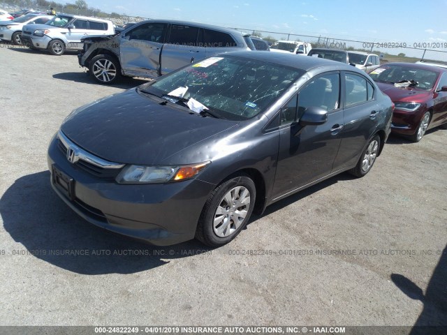 2HGFB2F53CH331630 - 2012 HONDA CIVIC LX GRAY photo 2