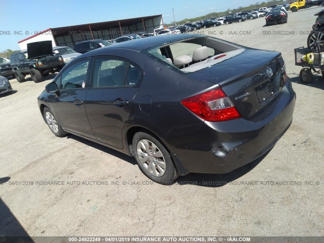 2HGFB2F53CH331630 - 2012 HONDA CIVIC LX GRAY photo 3