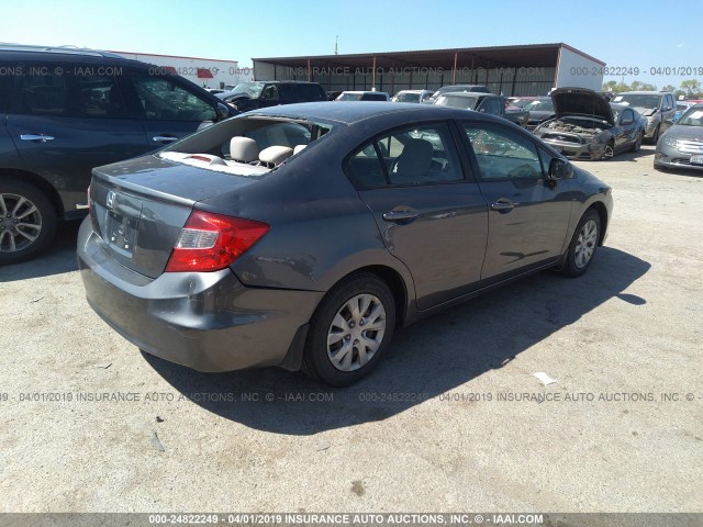 2HGFB2F53CH331630 - 2012 HONDA CIVIC LX GRAY photo 4