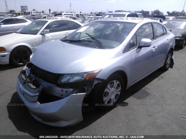 JHMFB4F28CS010741 - 2012 HONDA CIVIC HYBRID SILVER photo 2