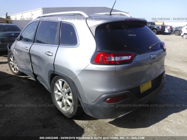 1C4PJLDB2FW643576 - 2015 JEEP CHEROKEE LIMITED SILVER photo 3