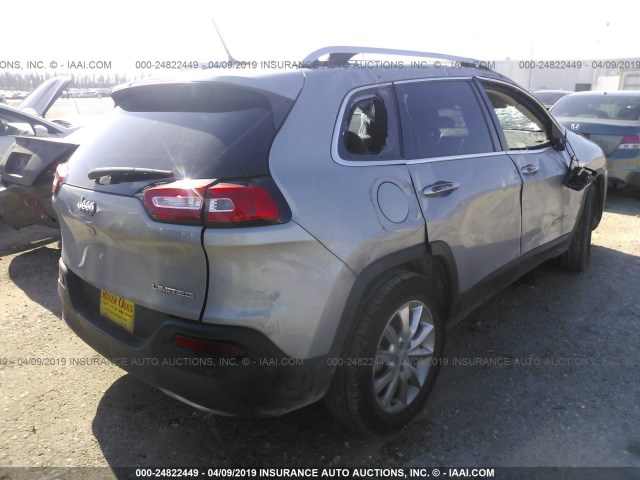 1C4PJLDB2FW643576 - 2015 JEEP CHEROKEE LIMITED SILVER photo 4