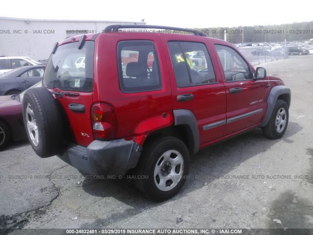 1J4GK48K53W509051 - 2003 JEEP LIBERTY SPORT/FREEDOM RED photo 4