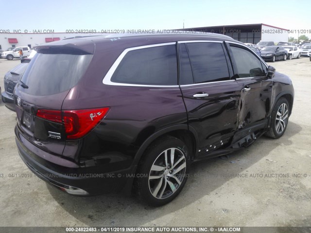 5FNYF6H90GB126569 - 2016 HONDA PILOT TOURING MAROON photo 4