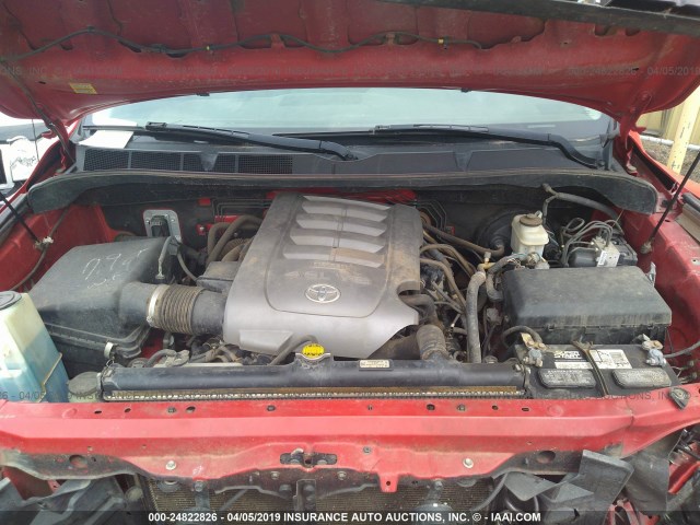 5TFUM5F11AX005896 - 2010 TOYOTA TUNDRA DOUBLE CAB SR5 RED photo 10