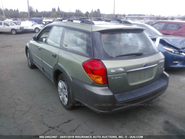 4S4BP61C557353358 - 2005 SUBARU LEGACY OUTBACK 2.5I GREEN photo 3